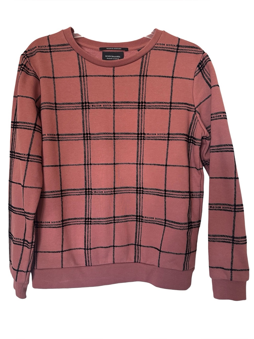 Scotch & Soda Plaid Crew Neck Cotton Pullover Top Sweatshirt SZ Small